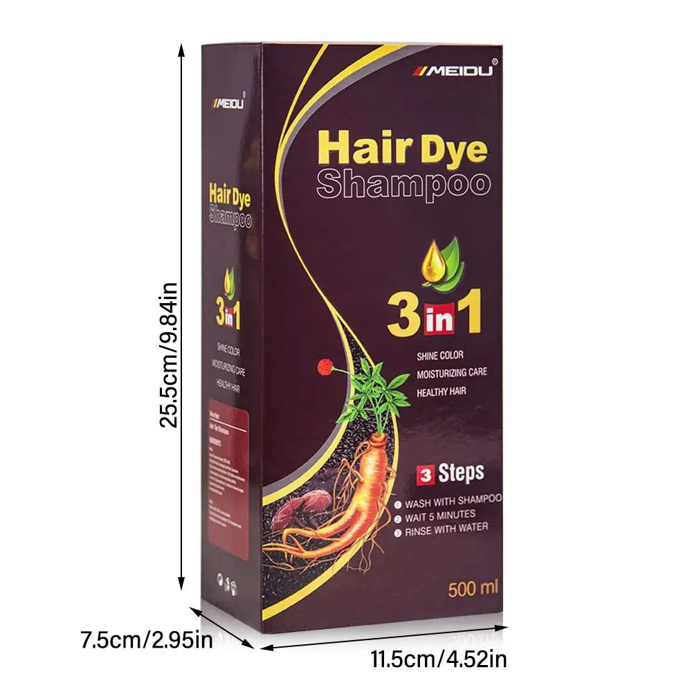 Meidu 3-in-1 Herbal Hair Dye Shampoo 500ml – Men & Women