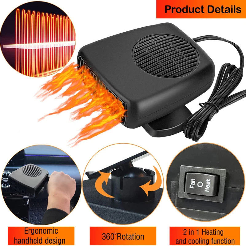 Car Defroster Heater Cooler 12V/24V 200W Portable Vehicle Heating Cooling Fan Windshield Electric Demister Mini Air Conditioner Peaceful Pleasures Health and Wellness