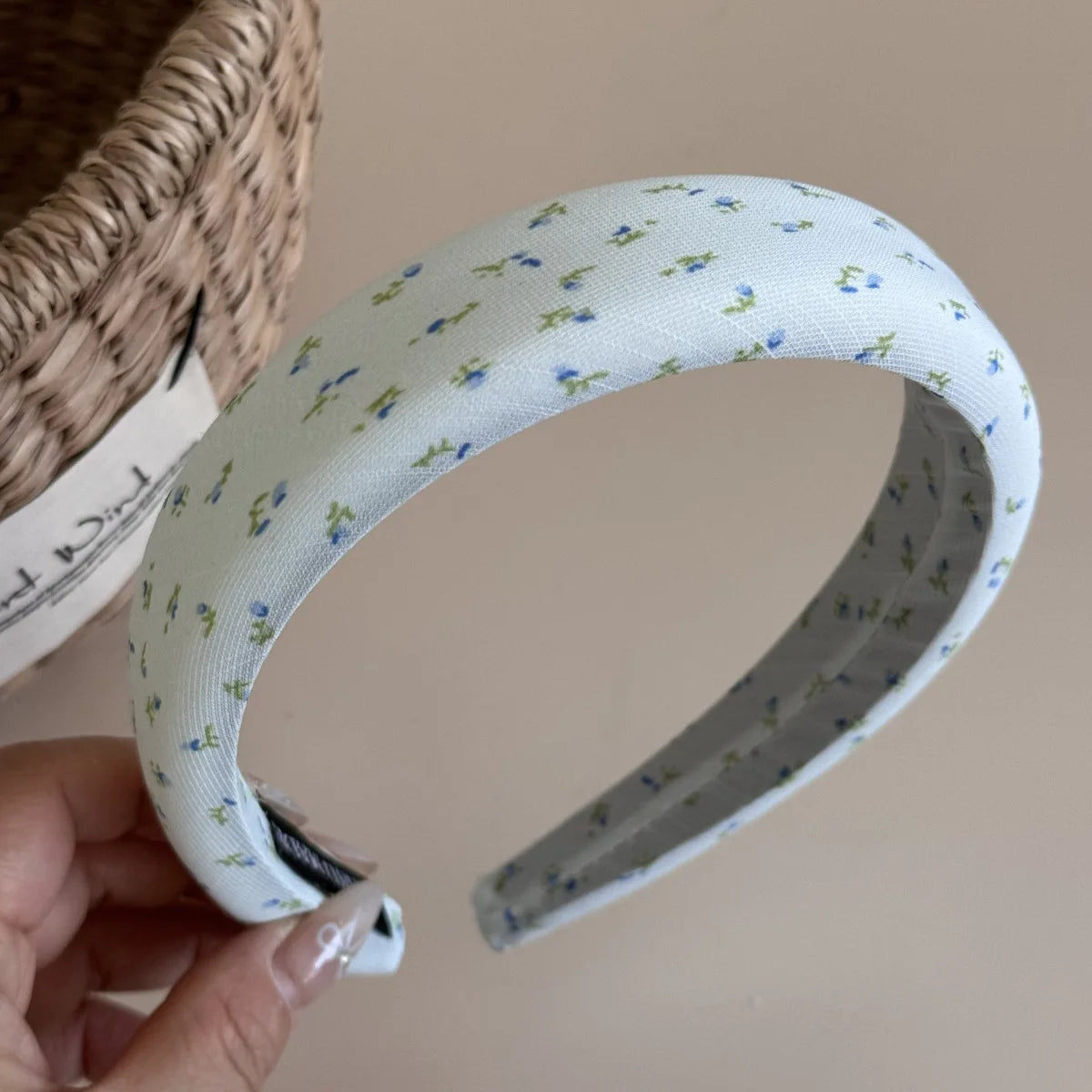 Sea Salt Hair Hoop Seaside Blue Striped Polka Dot Twill Fabric Sponge Headband Pressure Hair Accessories Daily Wear Decoration Peaceful Pleasures Health and Wellness B