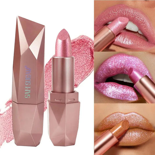 SAM SUGAR Diamond Glitter Lipstick – Metallic Pearlescent Shine Glitter Lipstick Oasis Select