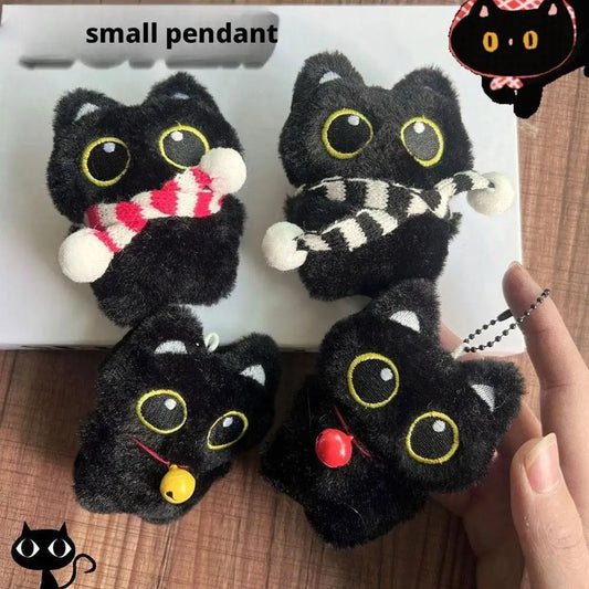 Squeaky Black Cat Keychain Cute Plush Kitten Bag Charm Squeaker Sound Peaceful Pleasures Health and Wellness