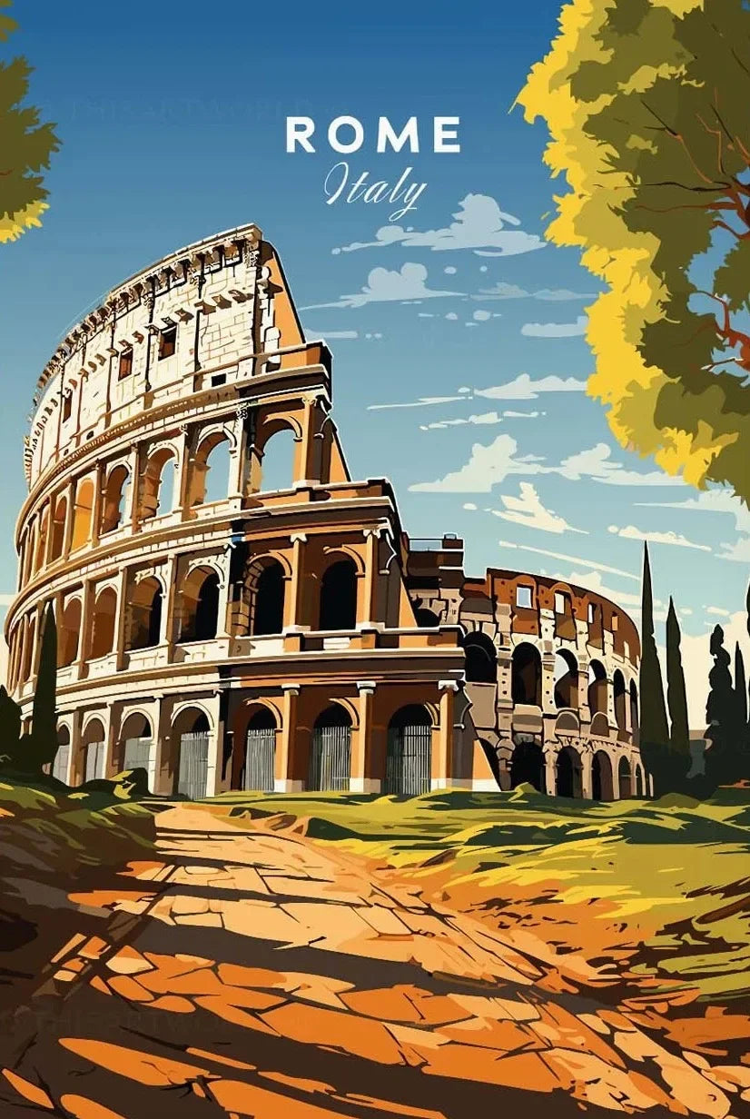Europe Landscape Canvas Wall Art | Italy Greece France Poster Canvas Wall Art Peaceful Pleasures Health and Wellness 19 40x50cm Unframed