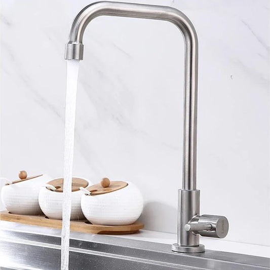 304 Stainless Steel Single Cold Kitchen Faucet | Deck Mounted Kitchen Faucet Oasis Select