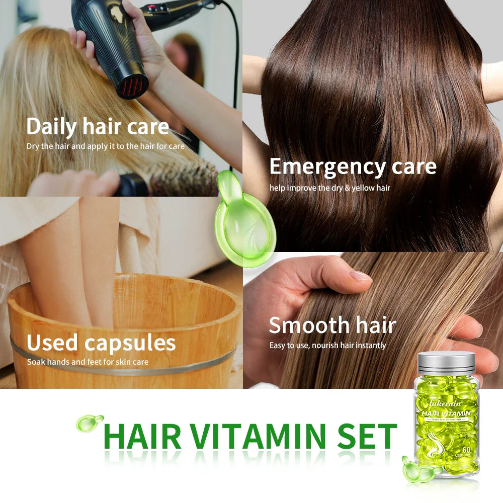 Moroccan Argan Vitamin Hair Oil Capsules – 60ct Nourish & Smooth
