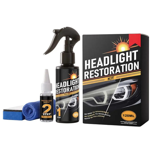 Auto Headlight Restoration Liquid Kit, 2-Step Car Headlight Polishing Cleaning Agent Set for Yellowed/Oxidized Headlights Repair Peaceful Pleasures Health and Wellness 1set