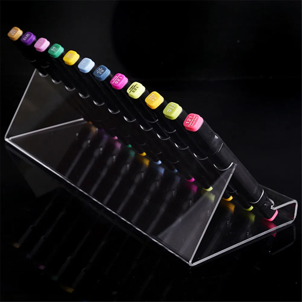 Clear Acrylic Pen & Brush Organizer Display Stand | 6/12 Slots