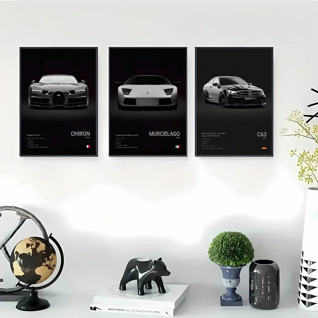 Famous Cars 918 GT3 G63 STO SLS Canvas Wall Art Print Poster Modern Home Decor Unframed Birthday Gift for Car Enthusiasts Peaceful Pleasures Health and Wellness