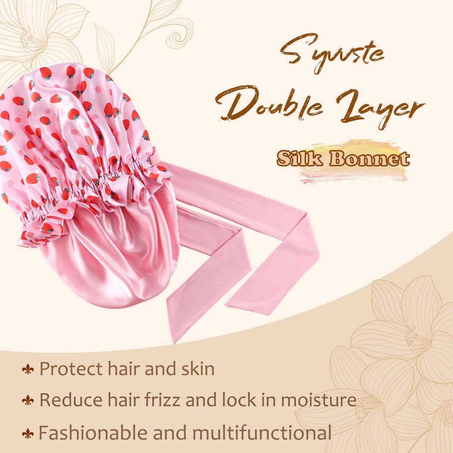 Satin Silk Sleep Bonnet for Curly Hair | Adjustable Head Wrap