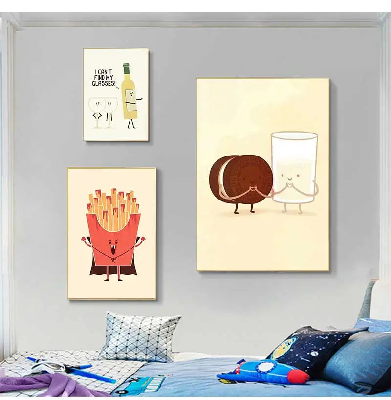 Funny Food Vintage Canvas Wall Art Poster | Bar & Kitchen Decor