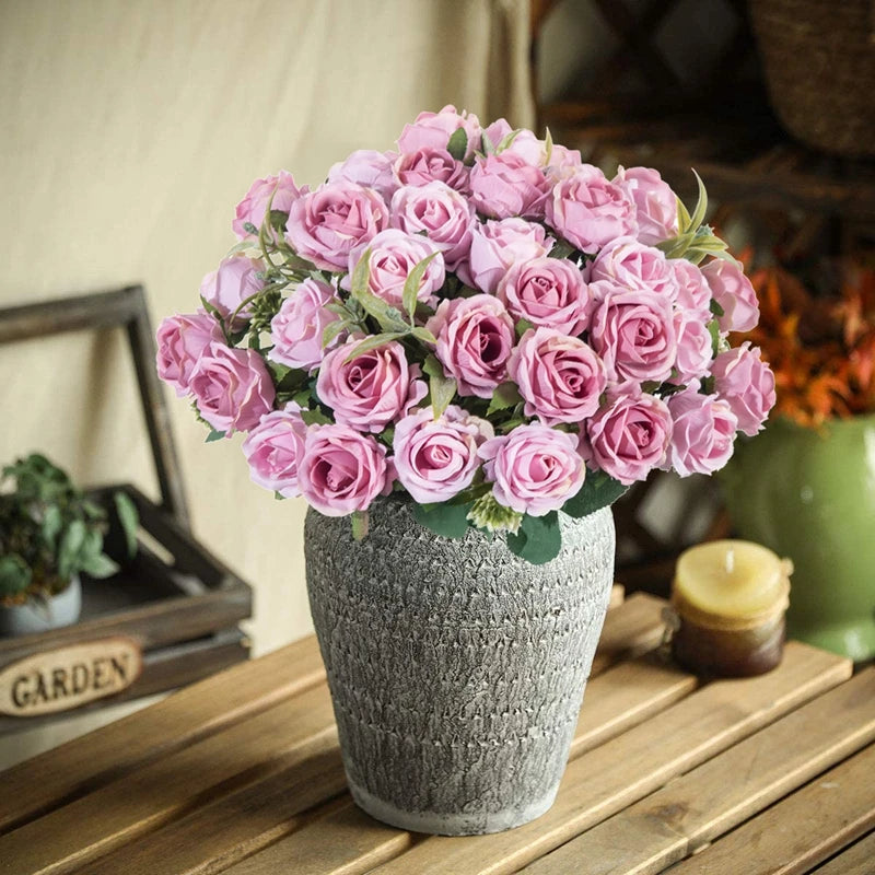 10-Head Silk Rose Bouquet | Artificial Flowers Wedding & Home Décor