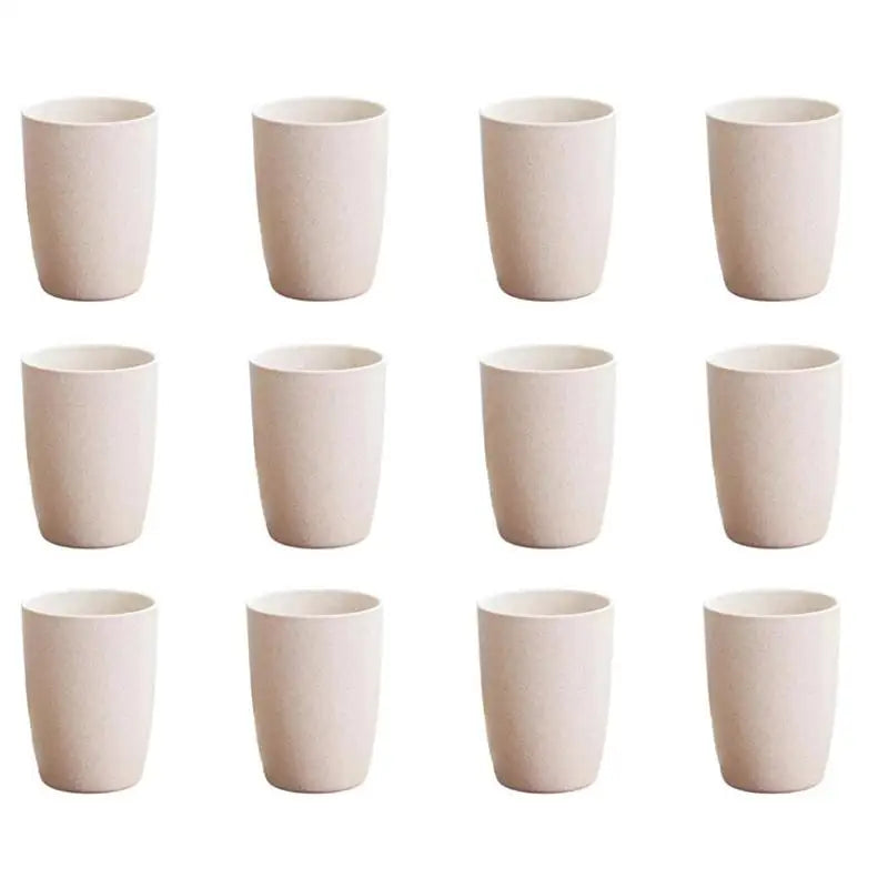 12-Pack Wheat Straw Mouthwash Cups – Kids & Adults Travel Cup Wheat Straw Cups Peaceful Pleasures Health and Wellness Beige 12pcs