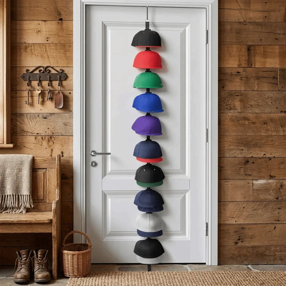 10-Hook Behind-the-Door Cap Rack | Hat Organizer Storage