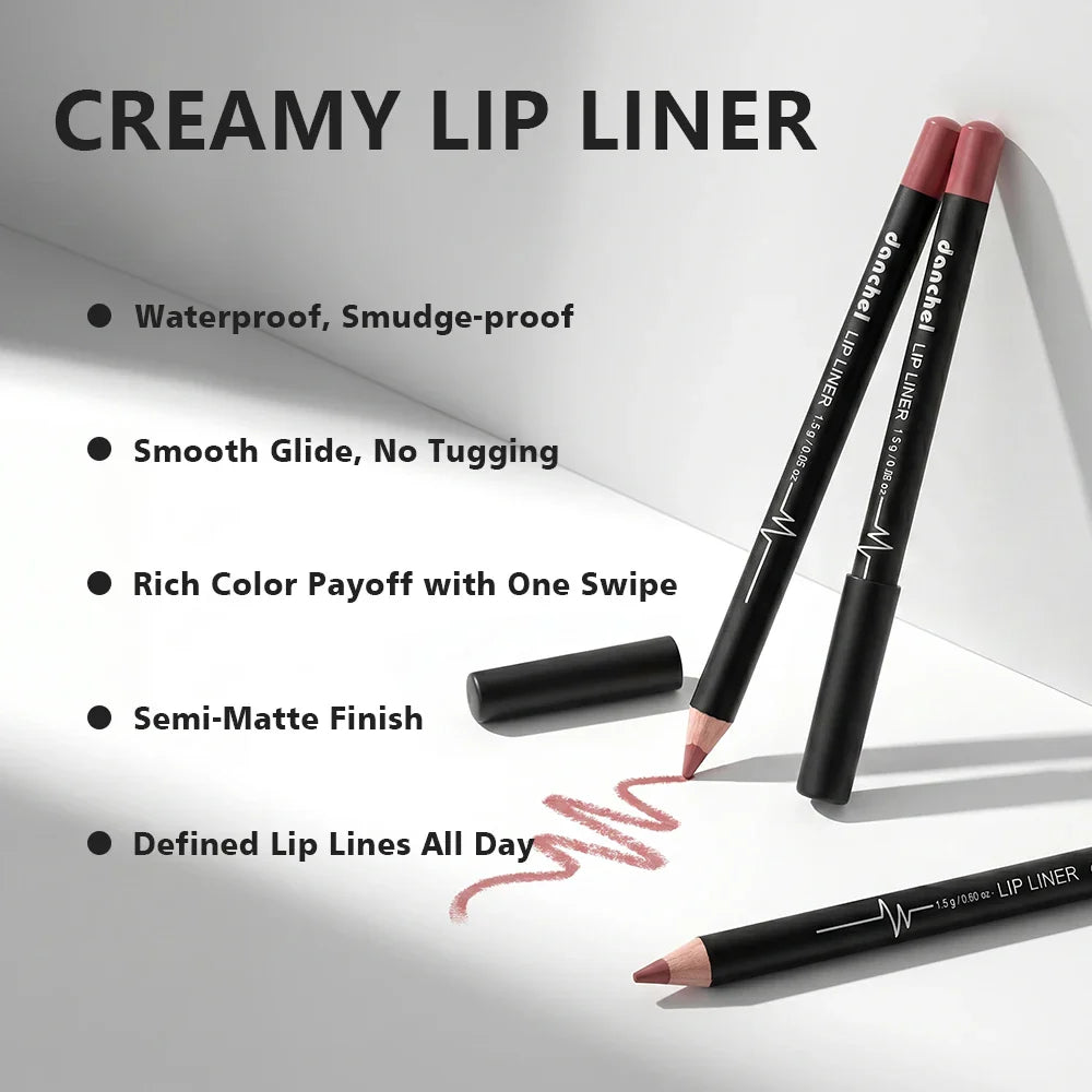 12-Piece Semi-Matte Lip Liner Set – Waterproof & Pigmented