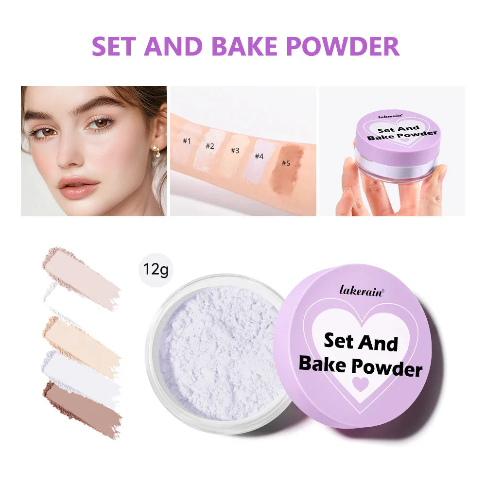 Bake Setting Powder & Puff Set | 5 Shades, Matte Finish
