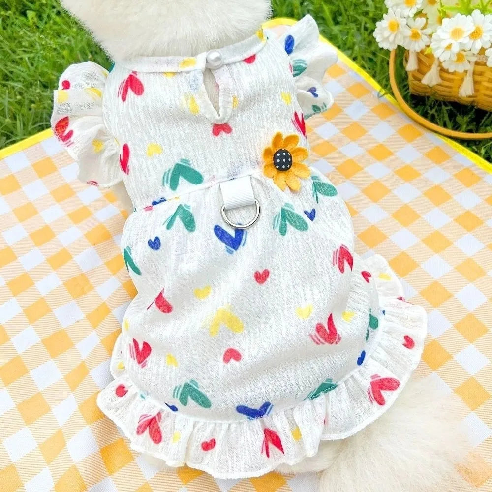 Dog Princess Dress | Mushroom Print Flutter Sleeve Summer Skirt