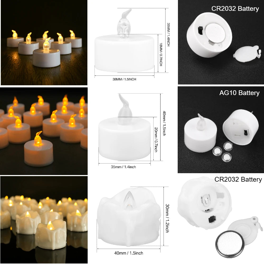 12Pcs Flameless LED Tea Lights Realistic Battery Operated Candles Tealights Electric Candles for Halloween Weddings Christmas Peaceful Pleasures Health and Wellness