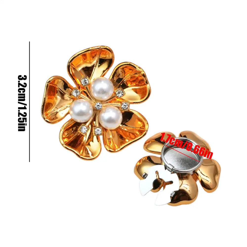 Button Covers for Women Blouses Floral Pearl Fancy Accessories Rhinestone Button Covers for Women for Dress Tuxedo Blouses Peaceful Pleasures Health and Wellness CN Gold