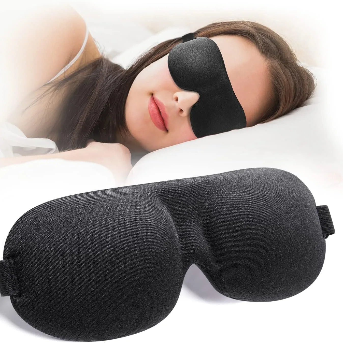 3D Sleeping Mask Block Out Light Soft Padded Sleep Mask Eye Slaapmasker Shade Memory Foam Block Night Mask Blindfold for Sleep Peaceful Pleasures Health and Wellness