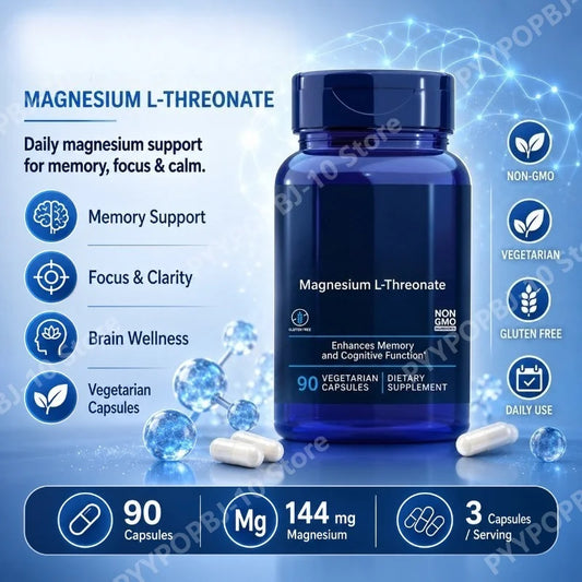 Magnesium L-Threonate 144mg – 90 Veg Capsules | Daily Support Magnesium Supplement Peaceful Pleasures Health and Wellness