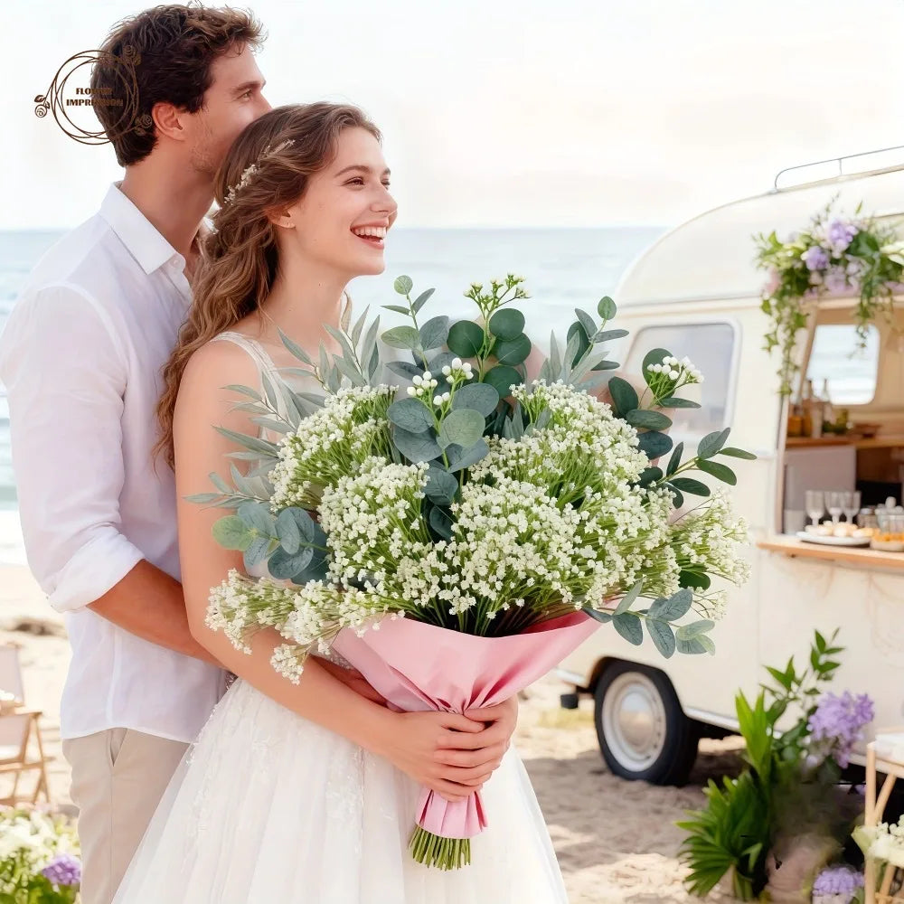 Artificial Baby's Breath Bouquet | Gypsophila Boho Wedding Decor Artificial Flower Bouquet Peaceful Pleasures Health and Wellness