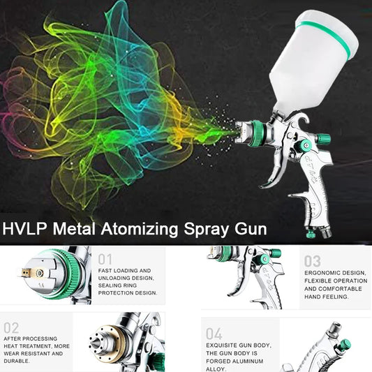 Adjustable Flow Control HVLP Spray Gun Metal Atomizing for Car Painting Automotive Airbrush Tool Peaceful Pleasures Health and Wellness