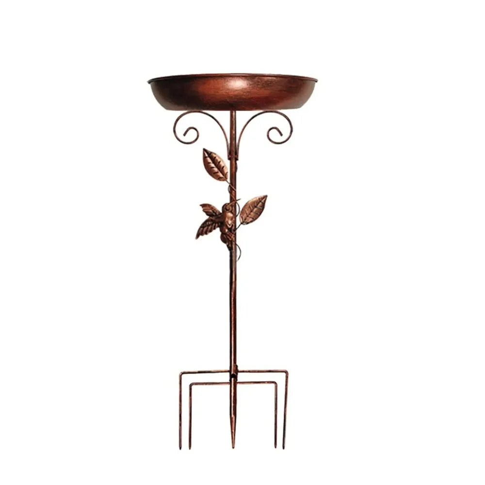 Vintage Iron Garden Birdbath & Feeder with Ground Stake