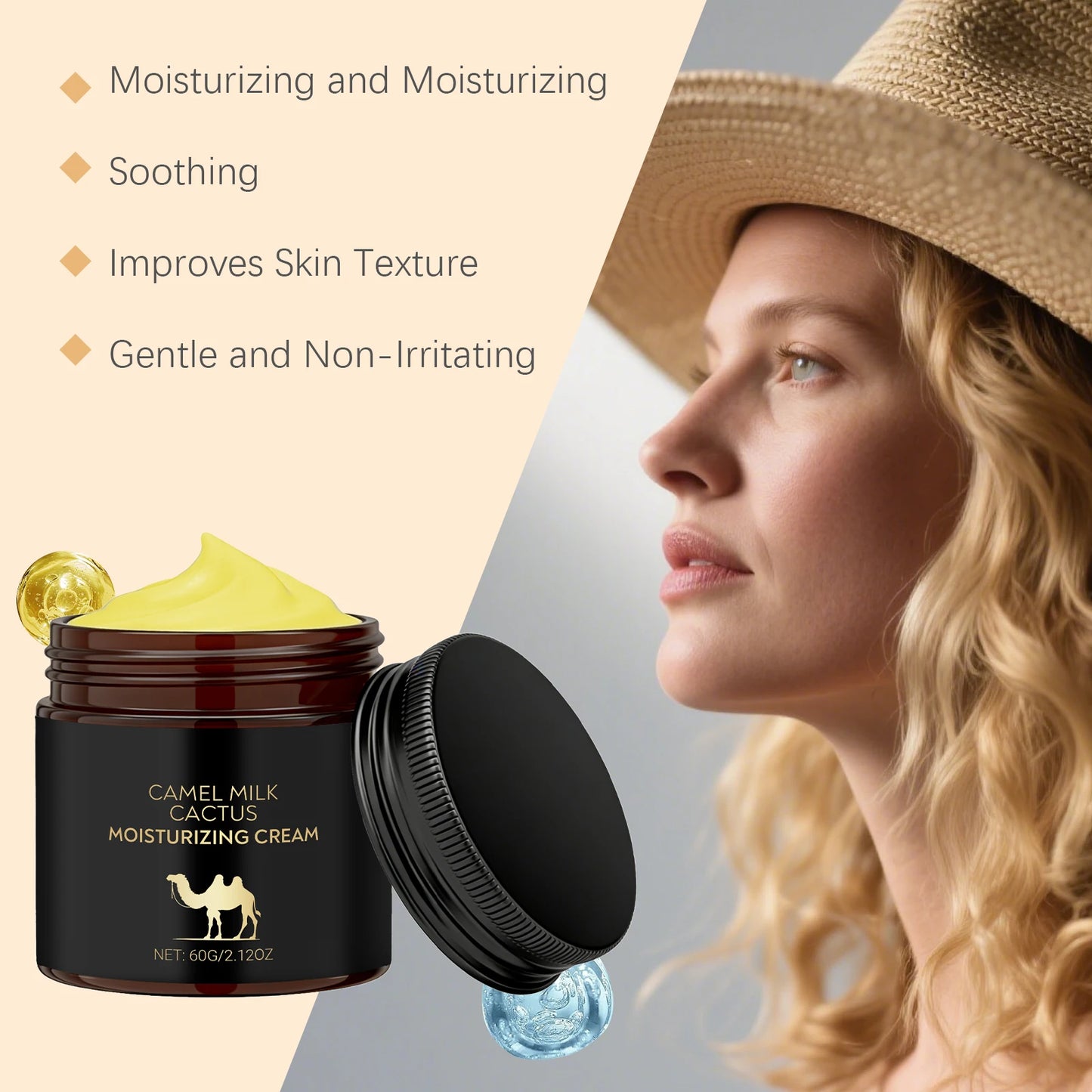 Radiance Moisturizing Face Cream With Cactus Camel Milk Extract Deep Hydration Lock Gentle Formula Winter Skincare Daily Use Peaceful Pleasures Health and Wellness