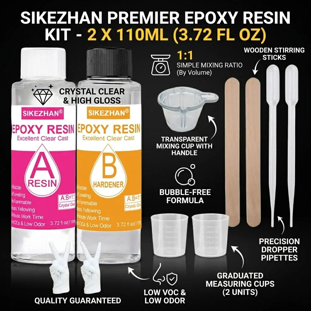 Crystal Clear Epoxy Resin Kit 1:1 Mix – Non-Yellowing 32oz