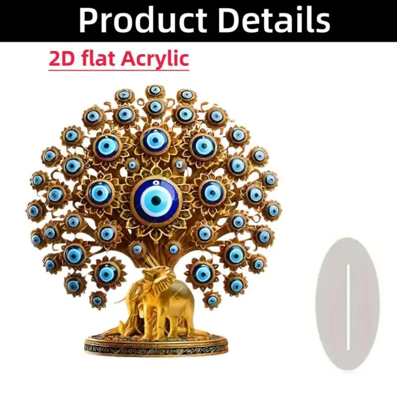 2D Acrylic Arabian Camel & Evil Eye Tree Desk Figurine