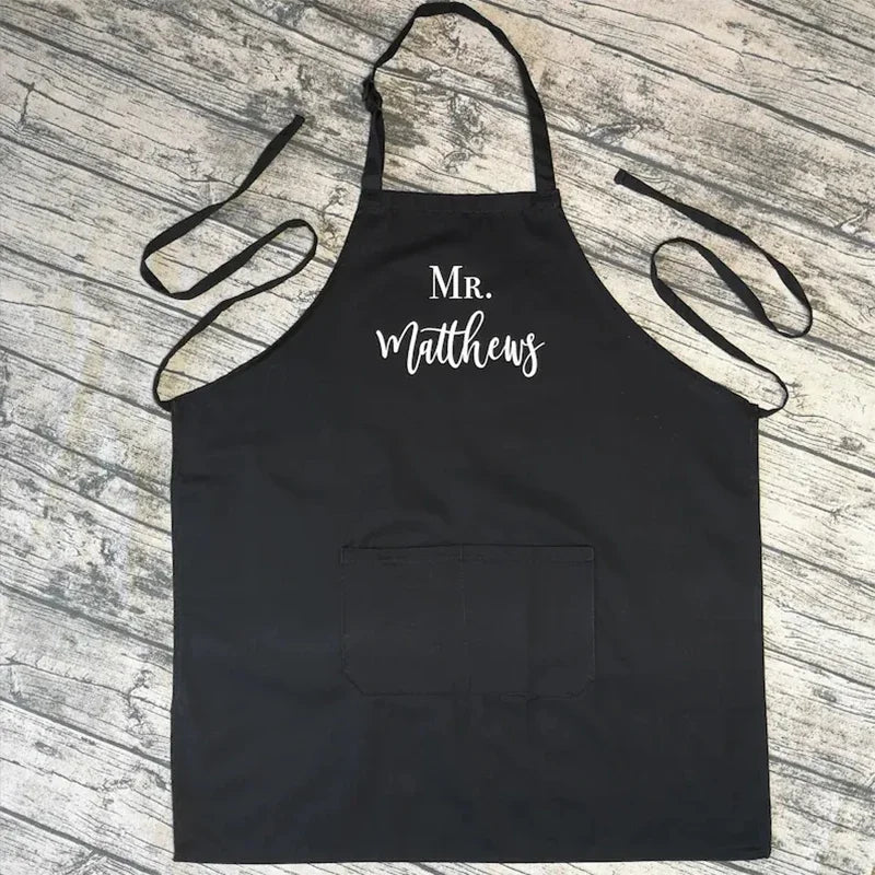 Personalized Mr & Mrs Couple Apron | Wedding & Newlywed Gift Personalized Couple Apron Peaceful Pleasures Health and Wellness