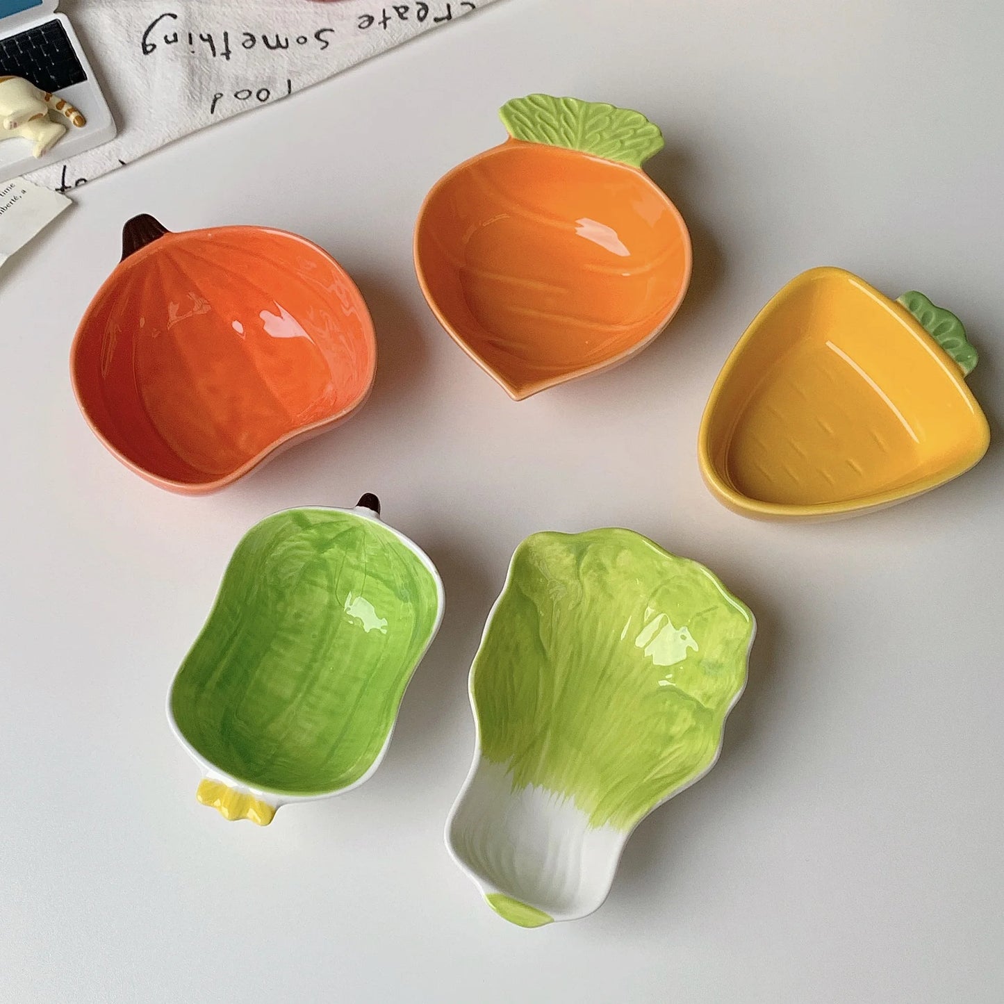 Cartoon Cute Ceramic Dipping Dish Home Snack Side Dishes Bone Plate Seasoning Soy Sauce Sauce Dish Exquisite Household Tableware Peaceful Pleasures Health and Wellness