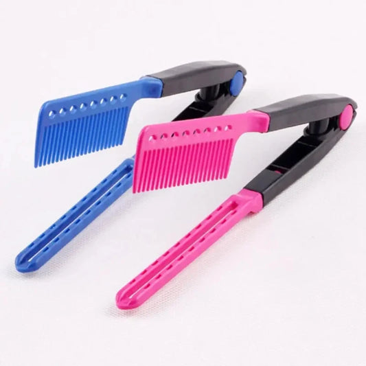 1pcs Folding V Type Hair Straightener Brush DIY Hairdress Tool Hairdressing Combs Natural Hair Styling Curling Comb Hair Peaceful Pleasures Health and Wellness