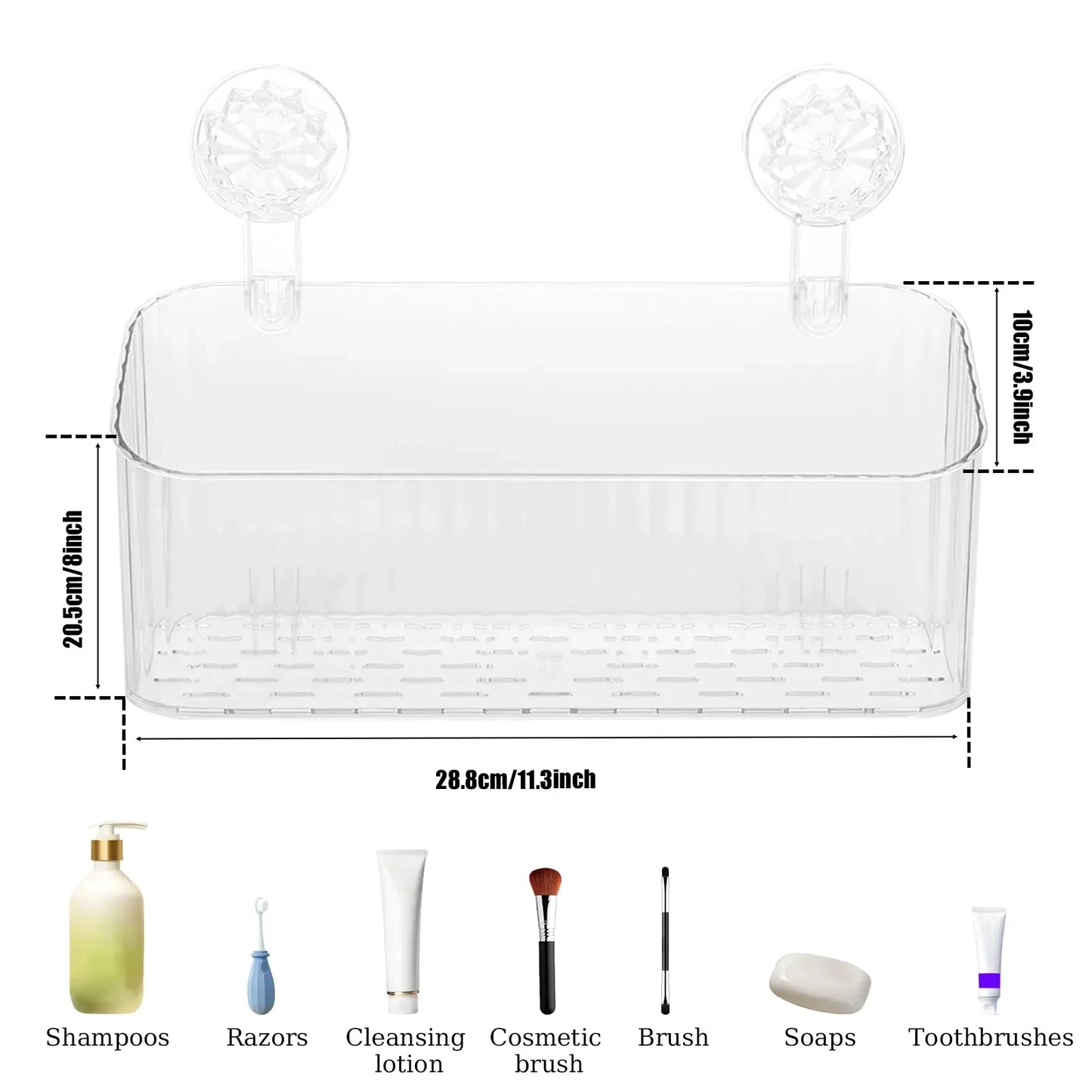 Suction Cup Shower Caddy Shelf – No Drill Wall Organizer