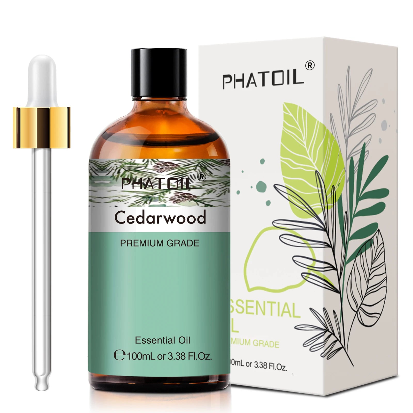 PHATOIL 1PCS Cedarwood Essential Oil 10ml/30ml/100ml - Pure Natural for Aromatherapy,Diffuser,Massage,Candle Making, Hair Care Peaceful Pleasures Health and Wellness