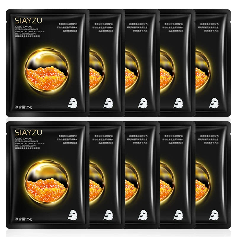 Golden Caviar Anti-Aging Moisturizing Face Mask Sheets – 10 Pack