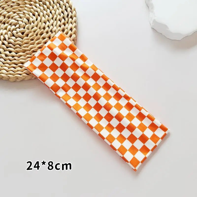 Checkerboard Elastic Headband | Sports & Yoga Hairband for Women