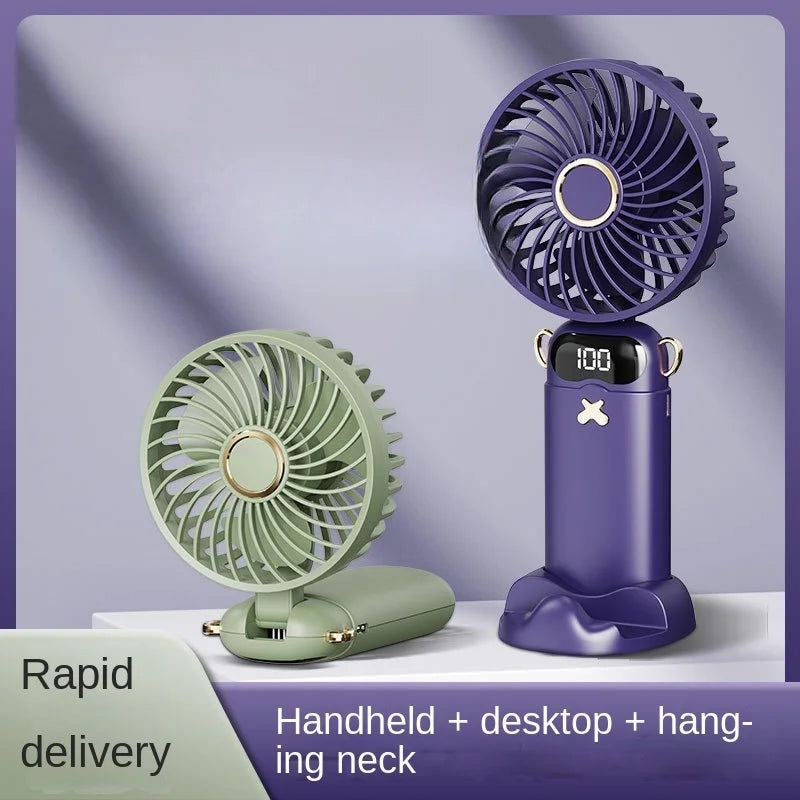 3000mAh Ultra-Quiet USB Mini Handheld Fan Portable Desk Fans 5 Speed USB Rechargeable Fan with Phone Stand and Display Screen Peaceful Pleasures Health and Wellness