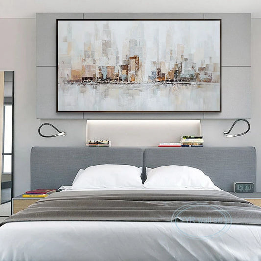 Wall Art Decor Picture Handmade Building Canvas Oil Painting Modern Abstract Acrylic Hanging Poster Home Hotel Aesthetics Mural Peaceful Pleasures Health and Wellness