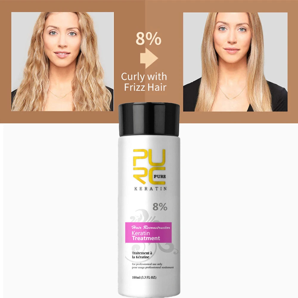 PURC Smoothing Shampoo Conditioner Professional Keratin Hair Treatment Nourishes Dry Repair Damaged Moisturizing Hair Care Peaceful Pleasures Health and Wellness 8 Degree Keratin China Mainland