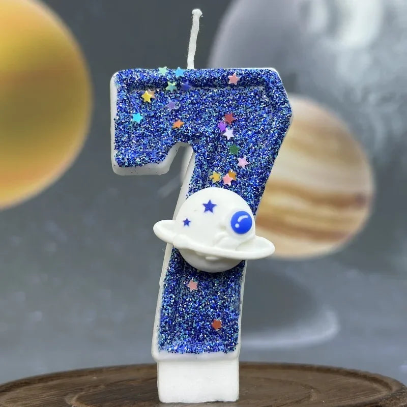 Children Party Boys Birthday Number Candle Cake Topper Blue Planetary Universe Baby One Year Old Dessert Decor Baking Supplies l Peaceful Pleasures Health and Wellness 7