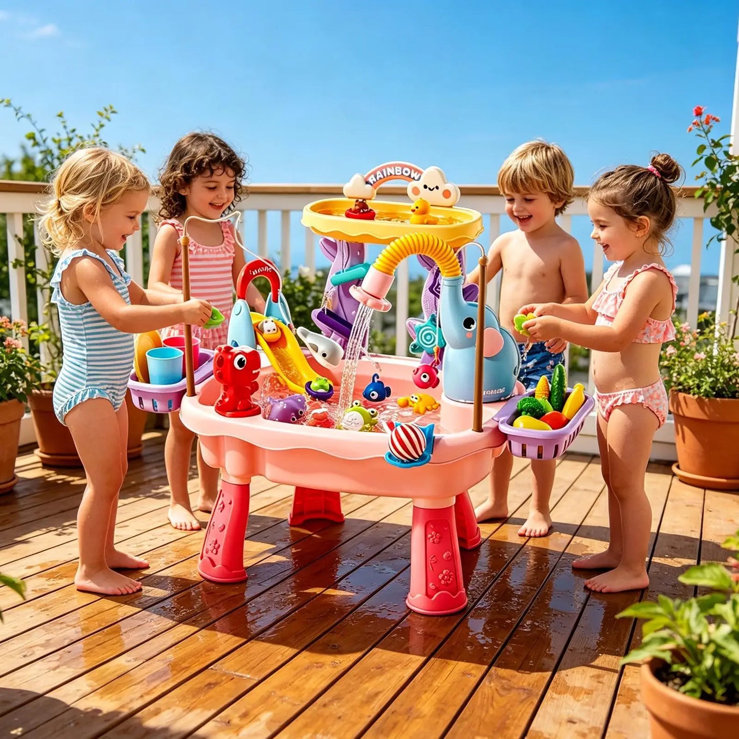 Toddler Water Table with Electric Pump | 4-in-1 Kids Play Sink