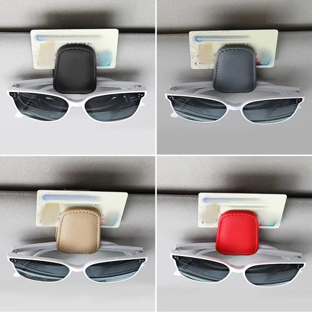 1 Universal Car Sun Visor Eyeglass Holder PVC Leather Material Stand