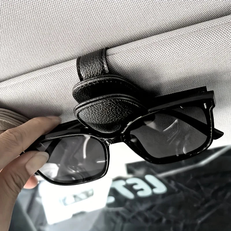 1 Universal Car Sun Visor Eyeglass Holder PVC Leather Material Stand