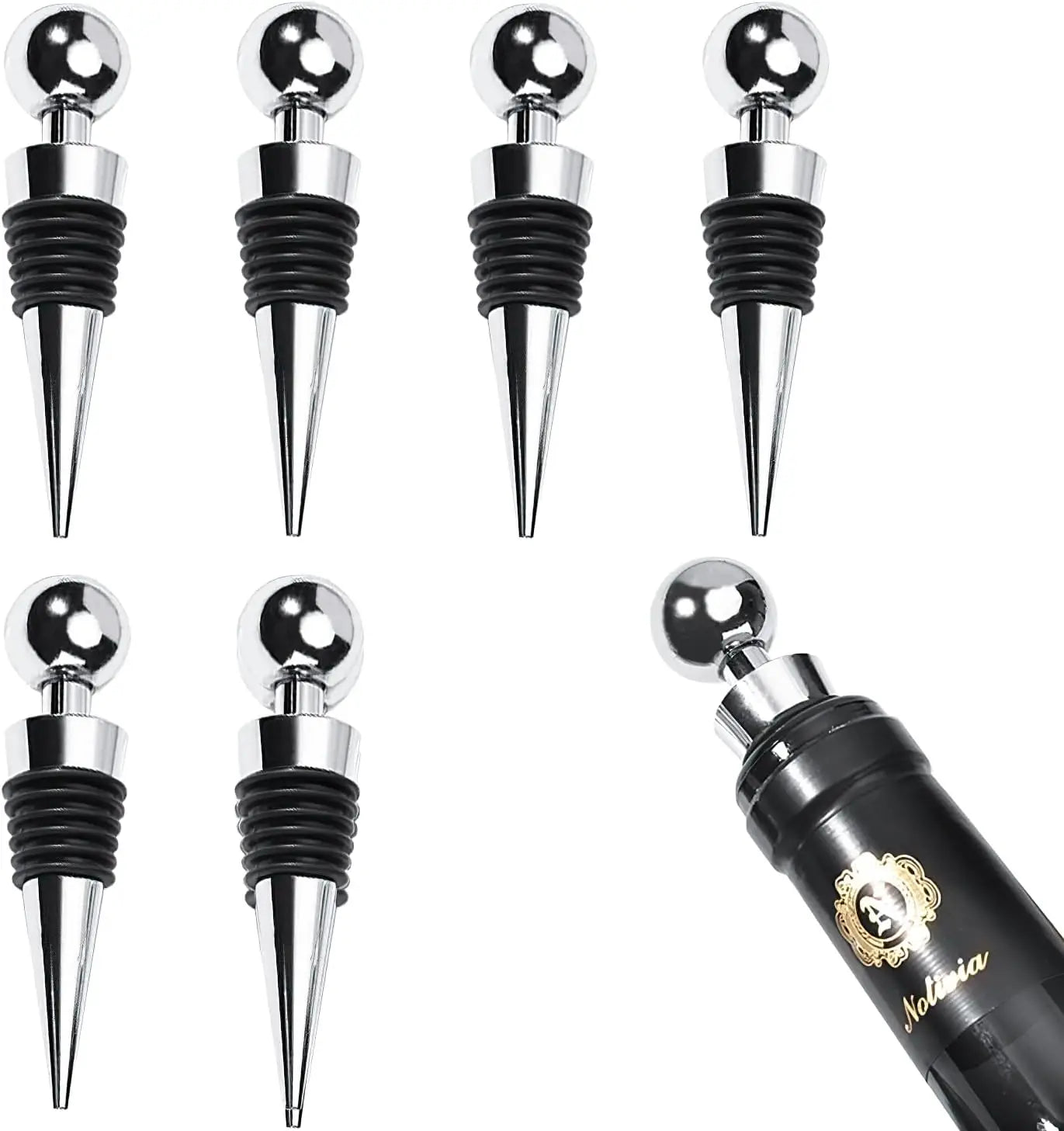 3/6 Wine Stoppers for Wine Bottles Vacuum Wine Bottle Stopper with Silicone Reusable Wine Corks, Leak proof Keep Fresh Suitable Peaceful Pleasures Health and Wellness 6PCS