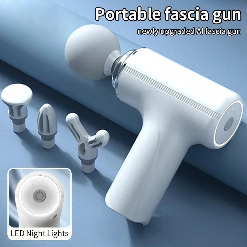 Portable Electric Massage Gun with 4 Interchangeable Heads & LED Light for Full Body Relaxation Electric Massage Gun Peaceful Pleasures Health and Wellness