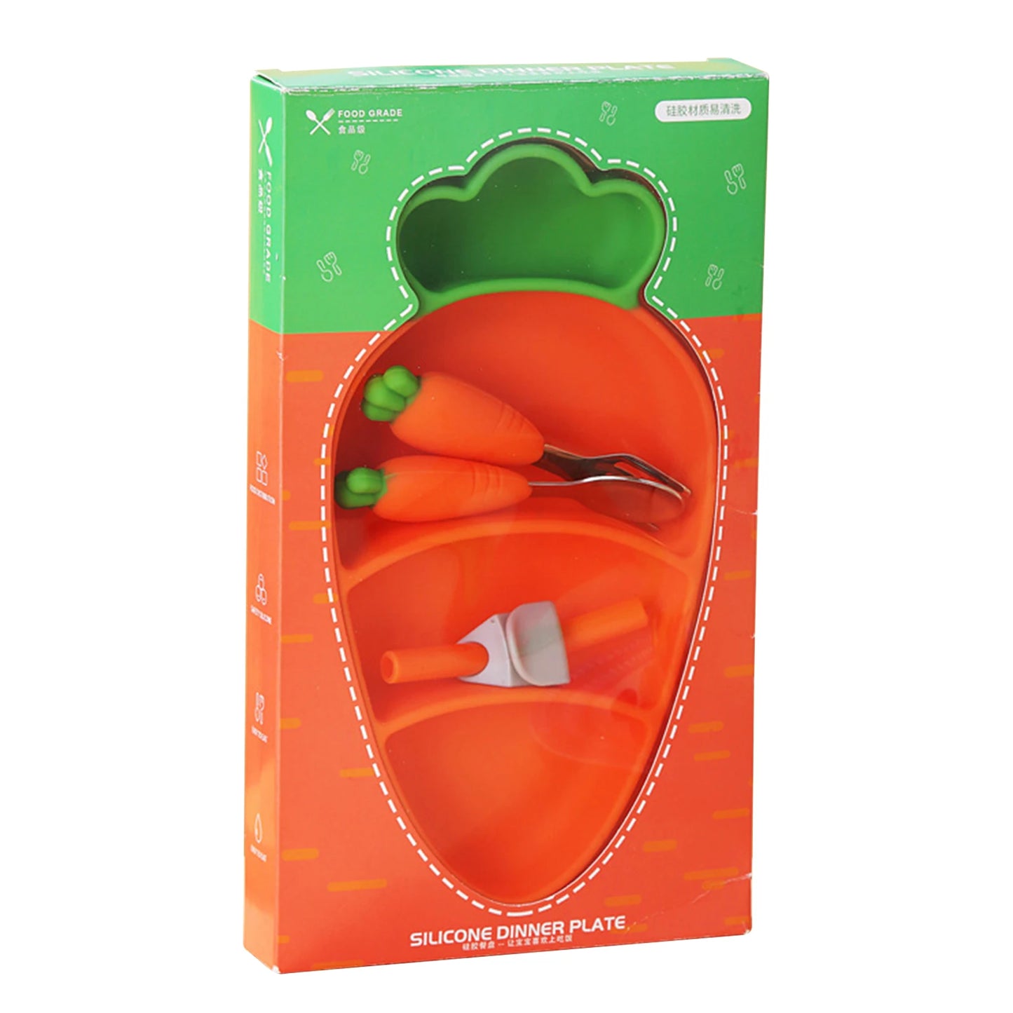 Vegetable Fruit Cartoon Baby Cutlery Kits Safety Comfort Baby Weaning Feeding Training Tableware Tool For Babies Children Peaceful Pleasures Health and Wellness Carrot