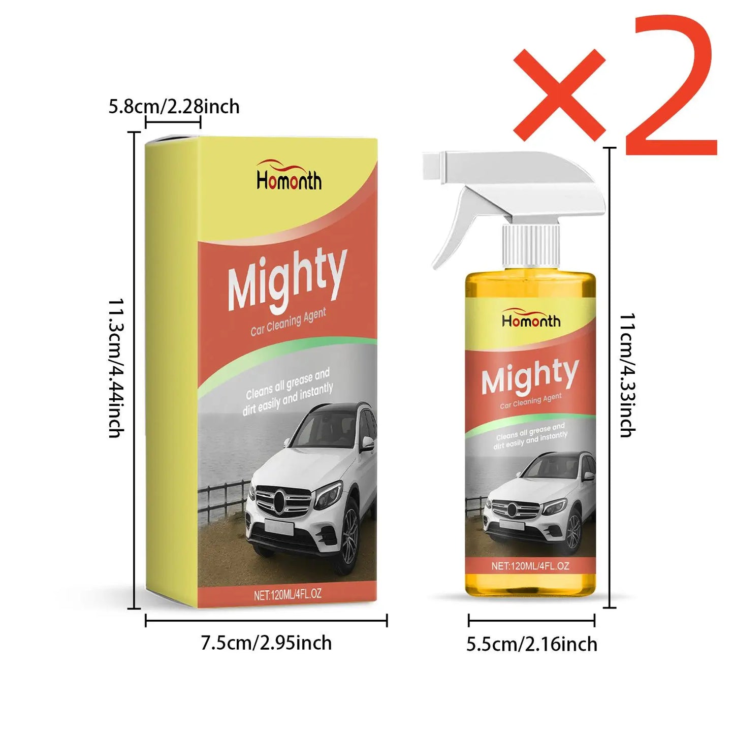 Homonth Mighty Car Cleaner Spray – All-in-One 120ml