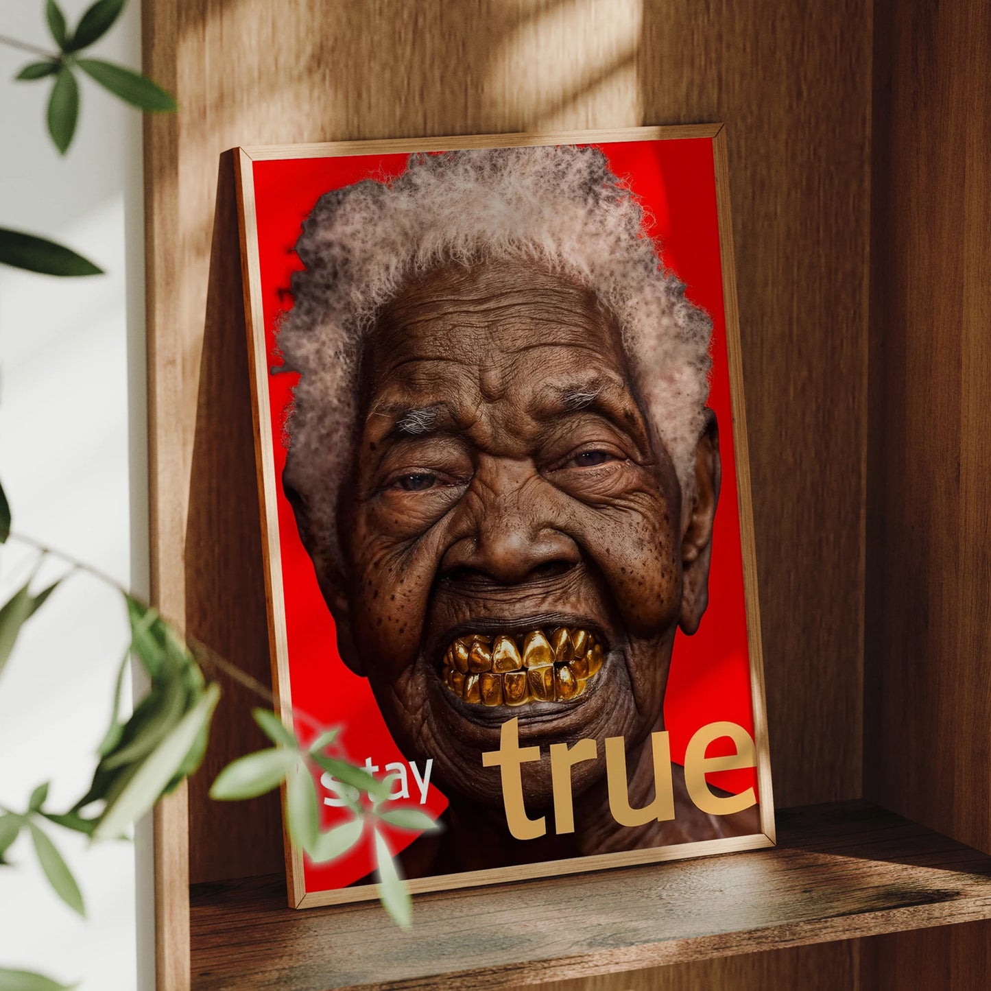 Black Woman Stay True Motivational Canvas Wall Art Print