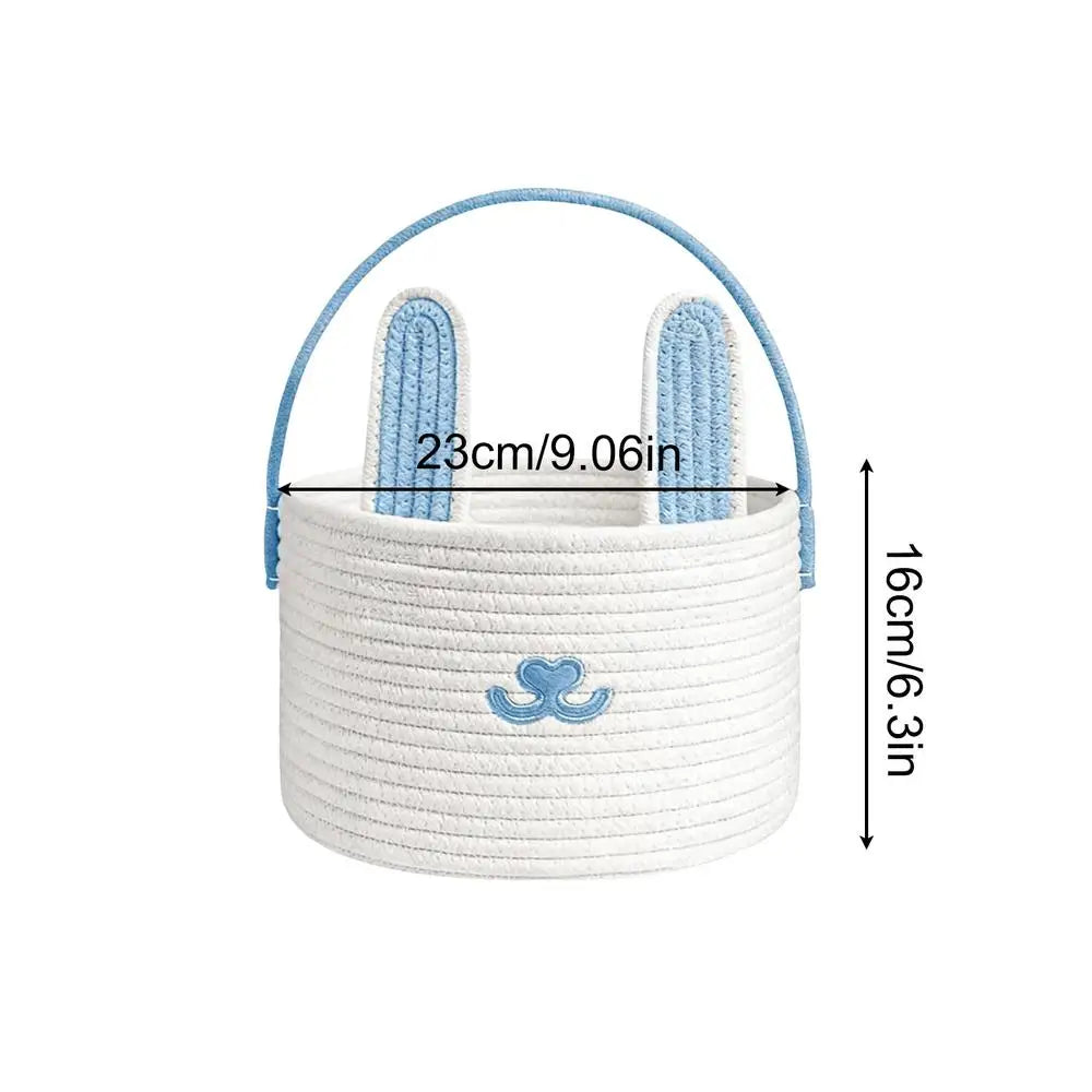 Easter Bunny Basket for Kids – Cotton Rope Egg Hunt Basket