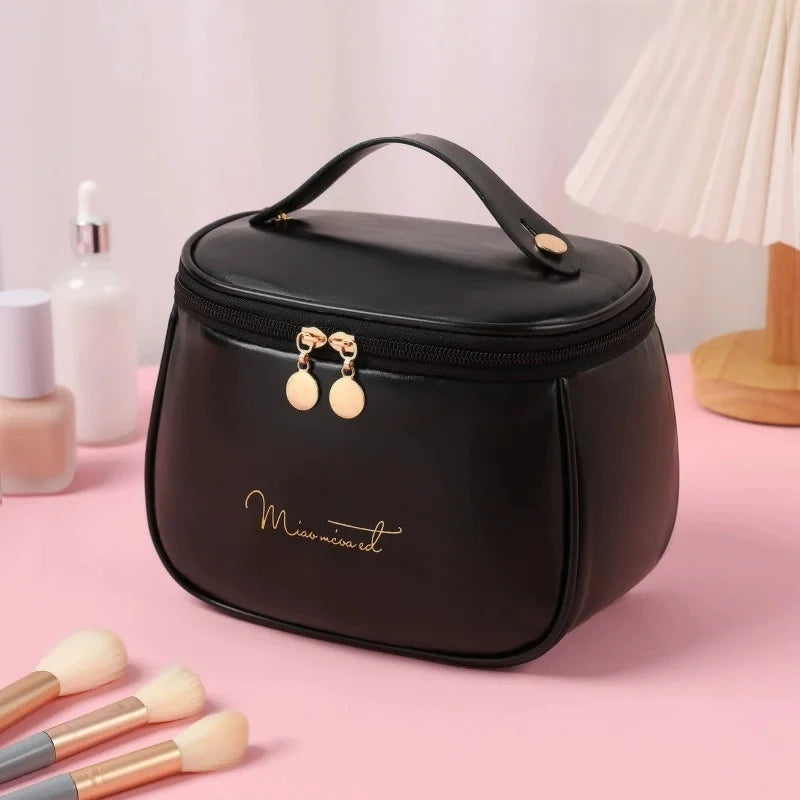 Large Waterproof Travel Makeup Bag with Handle & Divider